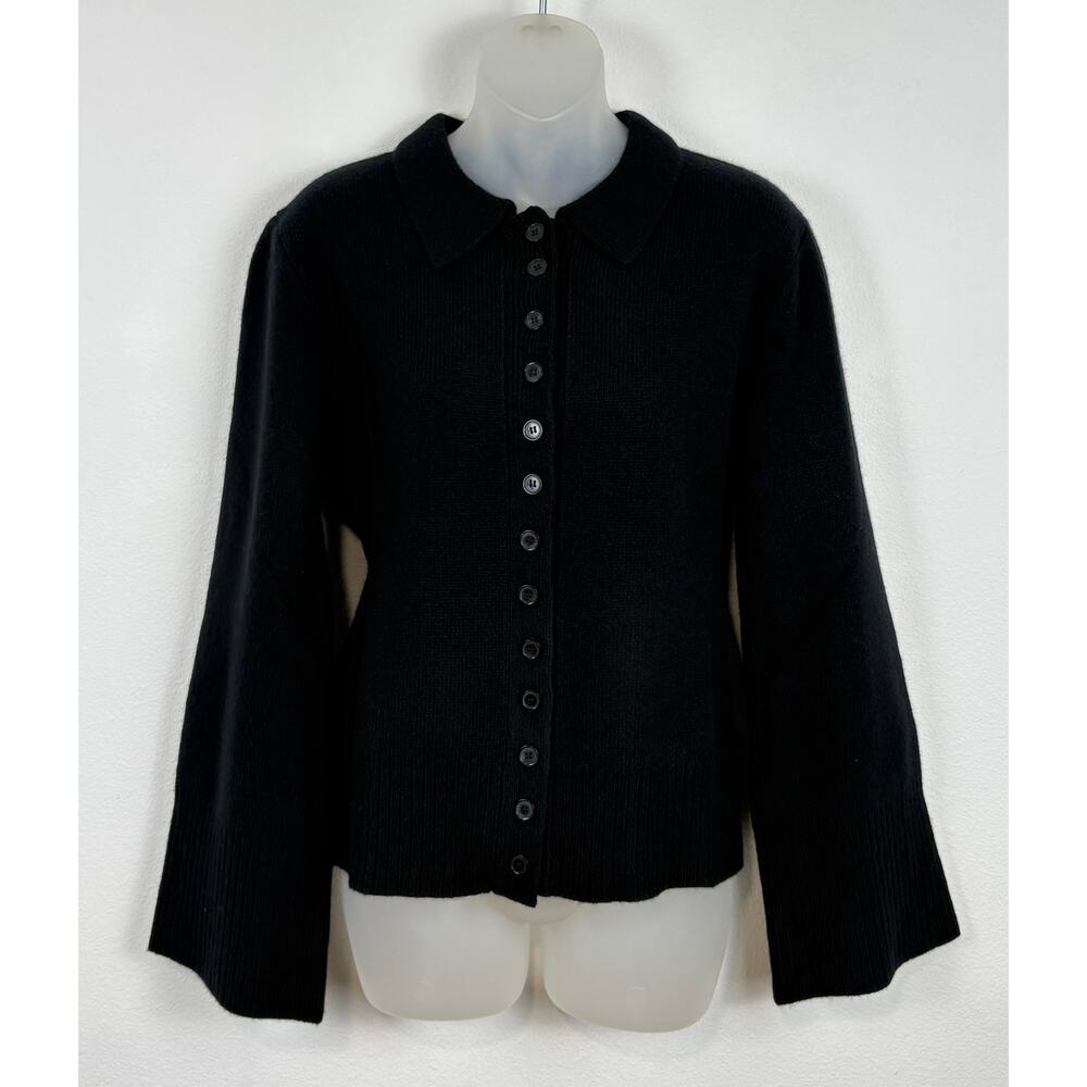 J.Crew Milano Stitch Cinched Waist Cardigan Lambswool Sweater Black M NWT $168 - Picture 6 of 14
